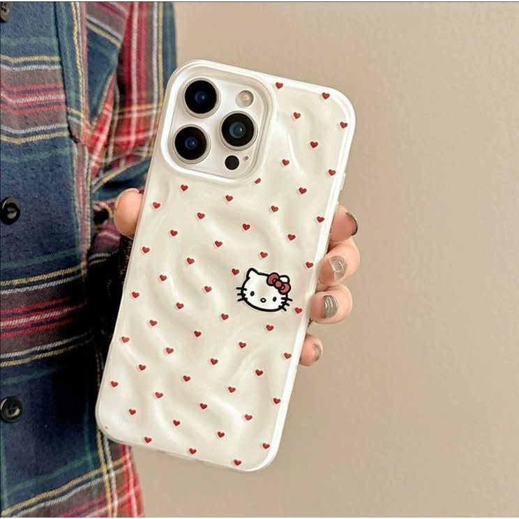 🎀🔘 เคสไอโฟน เคส iPhone 17 16 Plus/16 Pro Max 15 14 13 12 HelloKitty – ลายหินอุกกาบาตจุดโป้ต ป้องกันได้ดี