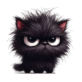ตัวรีดติดเสื้อ แมวดำขี้งอล 159 F.368 Grumpy Black Cat
