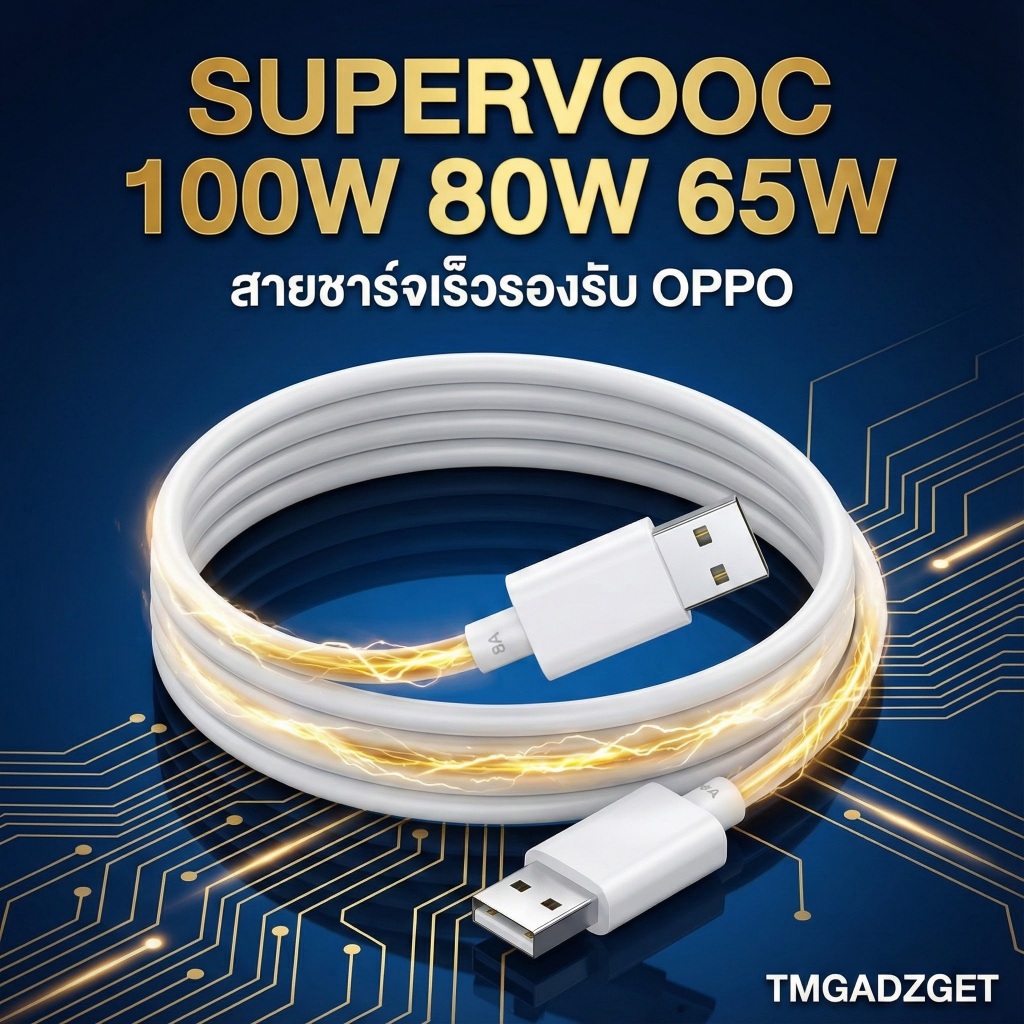 ส่งในไทย สายชาร์จเร็ว รองรับ OPPO Super Vooc 100W 65W 80W USB Type-C Reno 7 8 Re