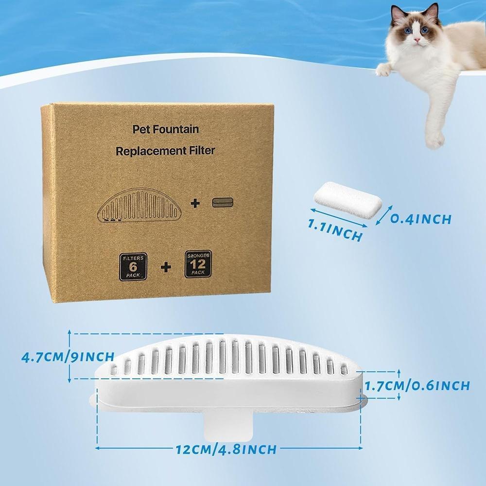 พร้อมส่ง-ไส้กรองเครื่องดื่มแมว ชุดเปลี่ยนไส้กรอง กรองสะอาด เพื่อสุขภาพน้องแมว|ตัวกรองน้ําพุแมว 6ชิ้น