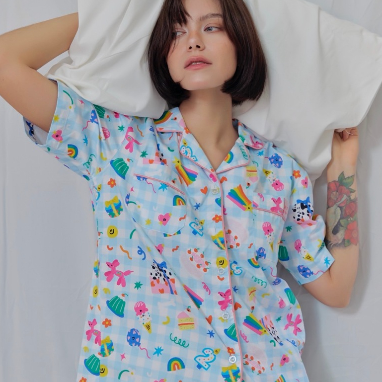 Jelly bear summer set แขนสั้น ขาสั้น ชุดนอนโนบรา Call it a day