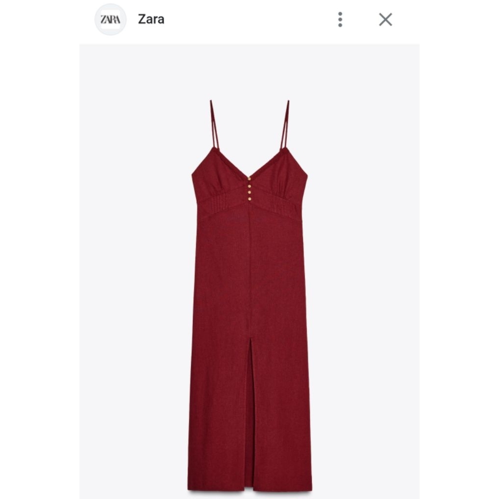 ZARA Linen Blend Strappy Midi Dress