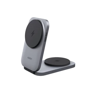 AUKEY LC-MC212 2-in-1 Qi2.2 25W MagFusion Flex แท่นชาร์จไร้สาย แม่เหล็กแบบพับได้ Magnetic Wireless Charging