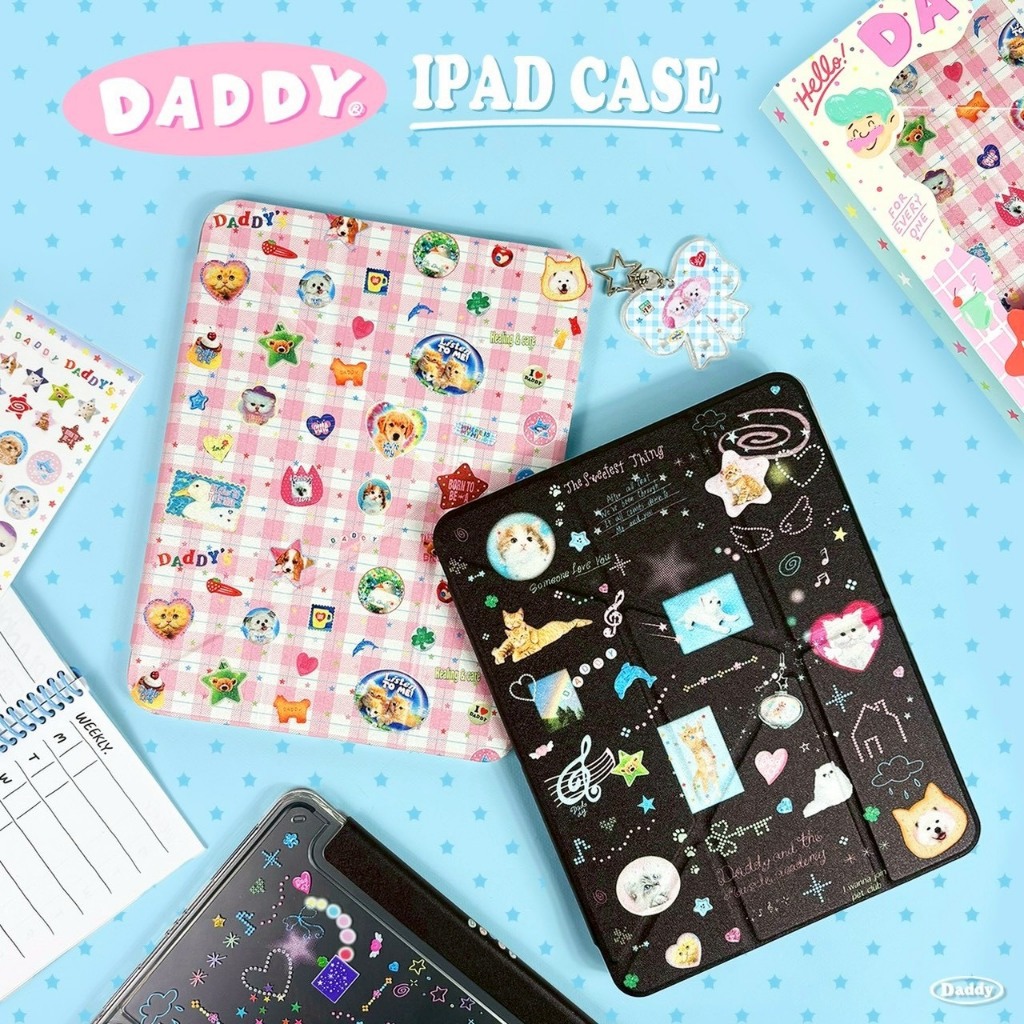 DADDY | Daddy iPad Case เคสไอแพด แบบพับแกน Y  สุดน่ารัก มีที่เก็บปากกา แถมฟรีสติ๊กเกอร์