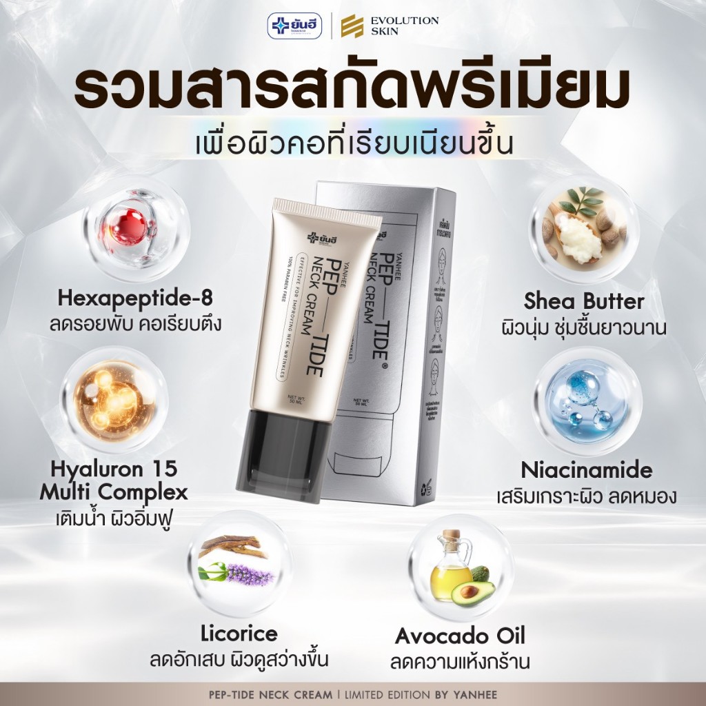[ โปรคู่ ครีมทาคอ + อายเซรั่ม ] Yanhee Pep-Tide Neck Cream ยันฮี เป๊ปไทด์ เนค ยกกระชับ ลดรอยพับ 1 หลอด 50 ml. - รูปที่ 3