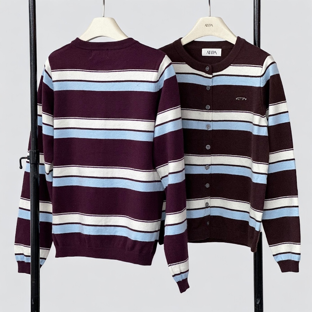 UNICLOUD STRIPE KNIT เสื้อไหมพรม ลายทาง สีทูโทน กระดุมหน้า ผ้านิ่ม ราคา ถูกที่สุด ดีลบีเคเค แกลเลอรีภาพที่ 7