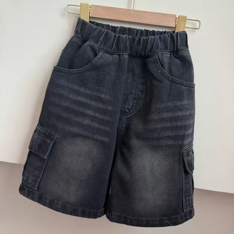 กางเกงยีนส์เด็กชาย กางเกงเด็กขา5ส่วน ทันสมัย ทรงหลวม ขากว้าง รุ่นใหม่ รูปที่ 4