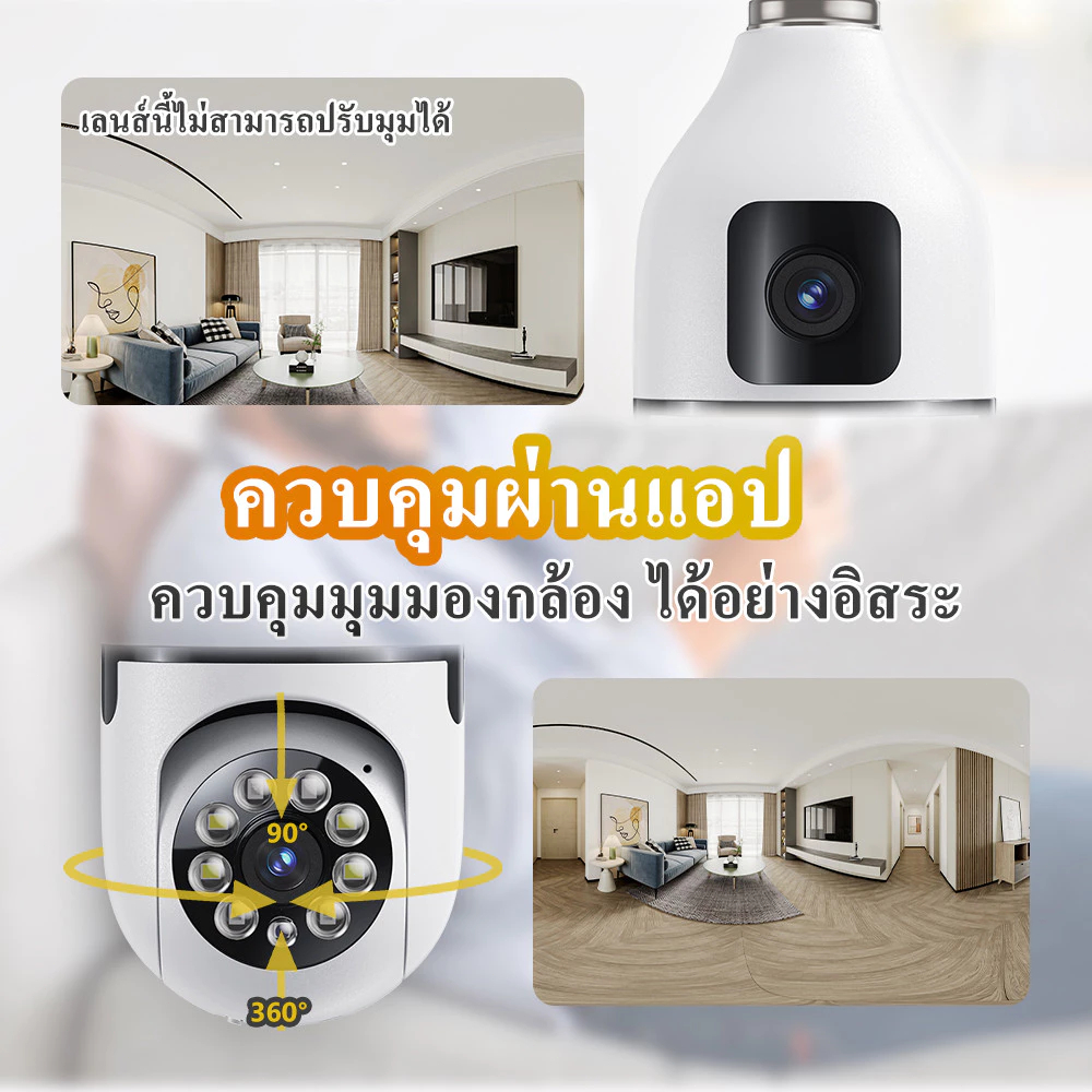 V380 E27A กล้องวงจรปิดเลนส์คู่กล้องหลอด1080P HDฟหมุนได้ 360 ° 1080P HDnight vision สามารถพูดคุยได้ - รูปที่ 2