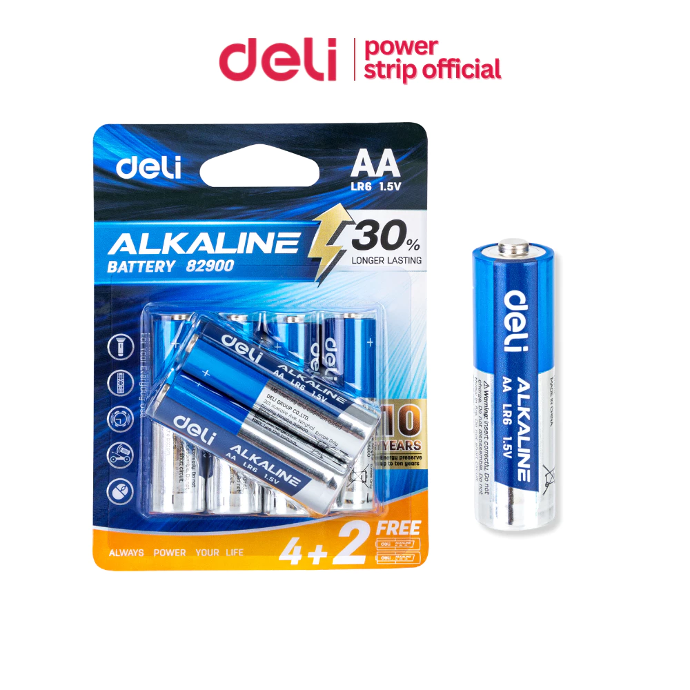 Deli ถ่านอัลตร้าอัลคาไลน์ ถ่านรีโมท AA / AAA 1.5 โวลต์ แพ็ค 6 ก้อน Alkaline Battery