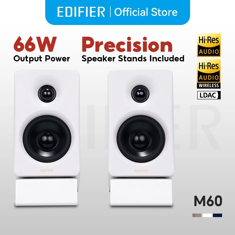 Edifier M60 ลำโพงเดสก์ท็อปขนาดกะทัดรัด 2.0 66W (RMS), Bluetooth V5.3, USB-C, AUX, Hi-Res Audio,LDAC