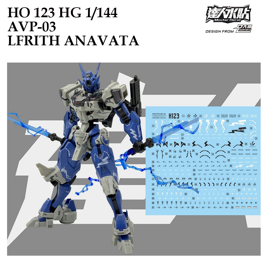 [MASTER DALIN] HO123  HG 1/144 AVP 03 LFRITH ANAVATA  GUNDAM WATER  SLIDE DECAL [FLOURESCENT ]