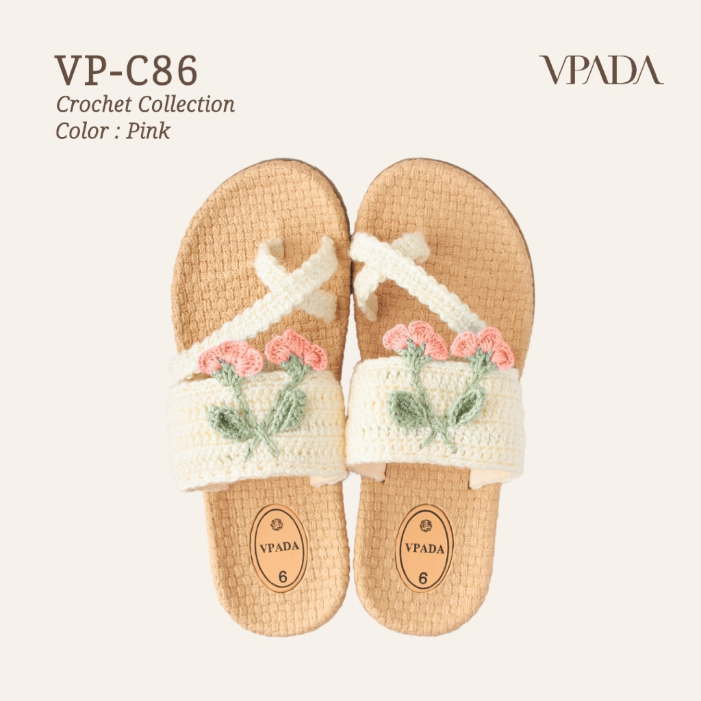 Vpada_sandals_VP-C86 Crochet Collection  รองเท้าแตะชายหาดแบน รองเท้าแตะแฟชั่น