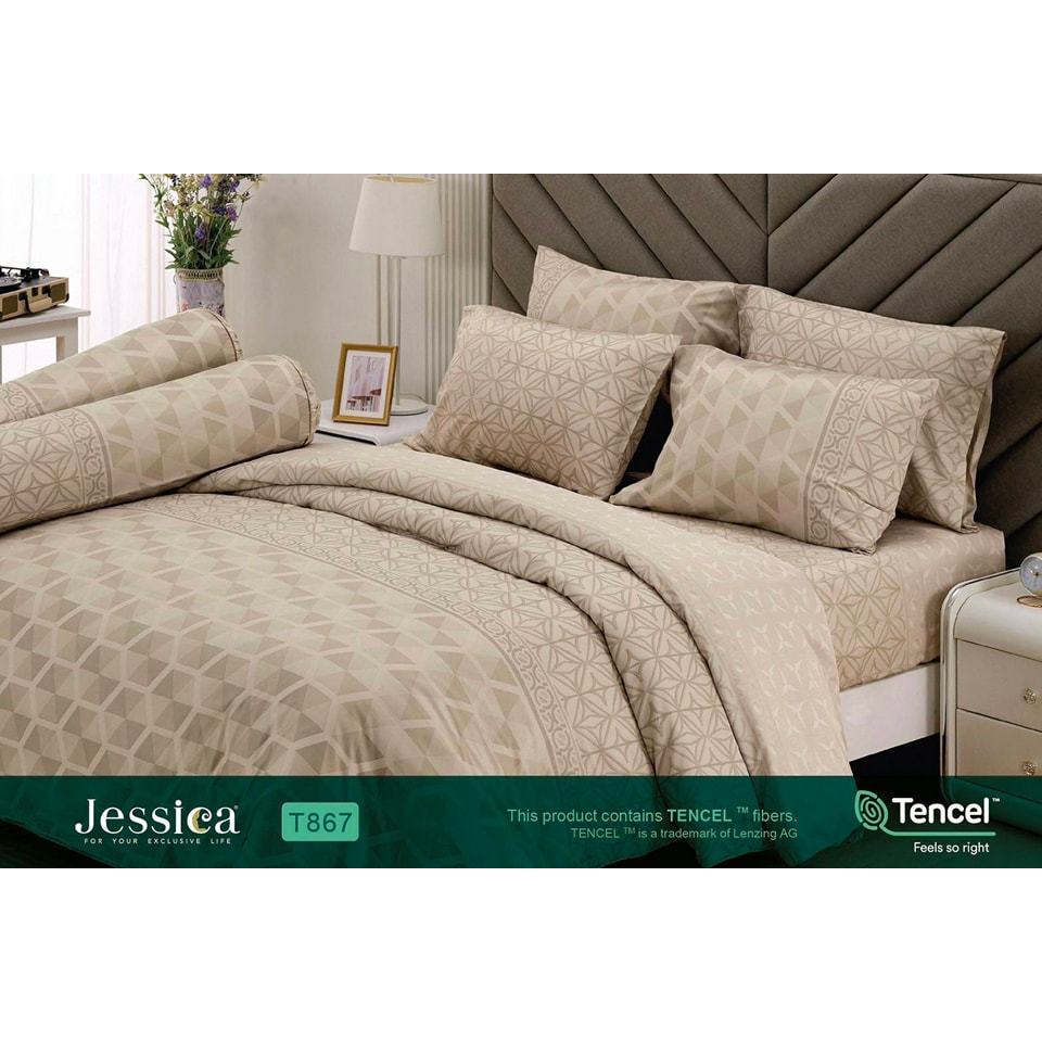 [New] T867 Jessica Tencel ทอ 500 เส้น ชุดผ้าปูที่นอน 6 ฟุต รวมผ้าห่ม ยี่ห้อ เจสสิก้า รุ่น Tencel