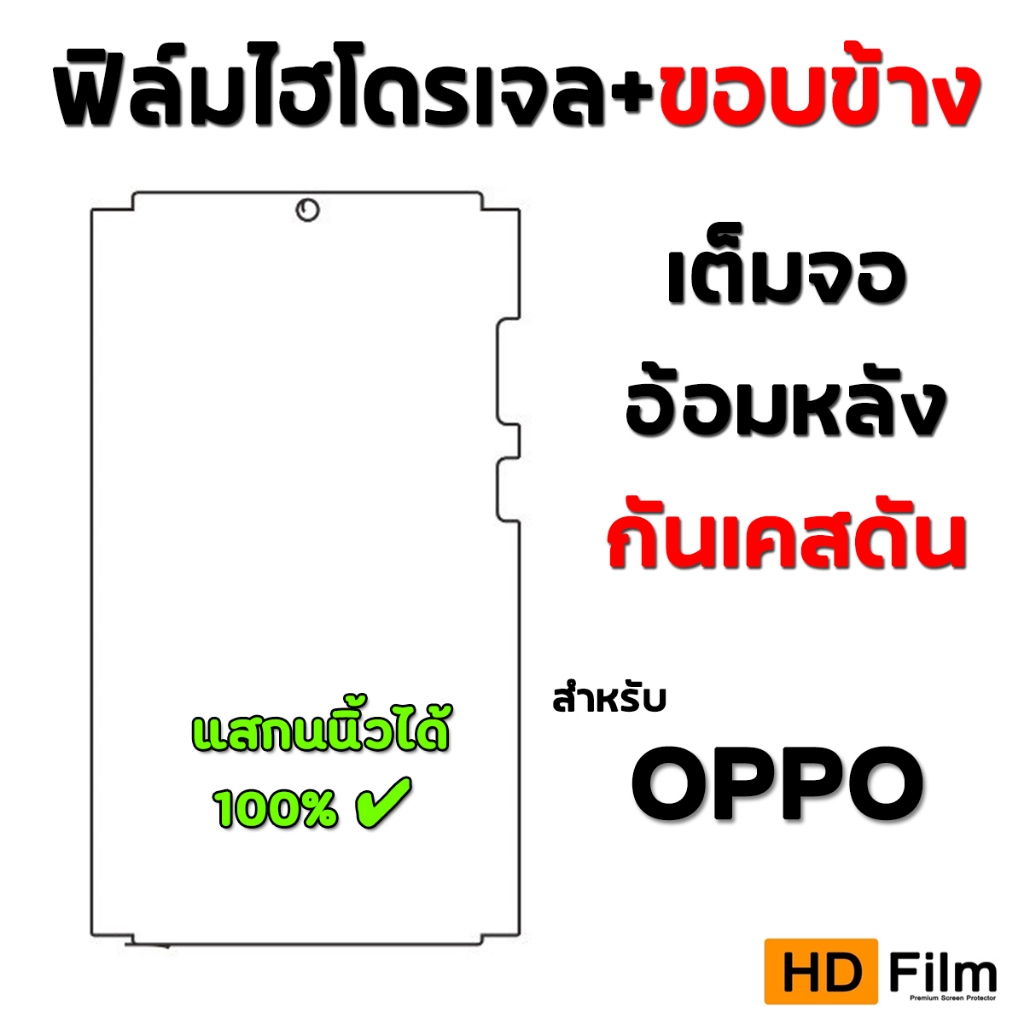 ฟิล์มอ้อมหลัง OPPO ฟิล์มไฮโดรเจล แบบใส แบบด้าน ป้องกันเคสดัน ขอบไม่ลอย ฟิล์มจอโค้ง แบรนด์ Mietubl