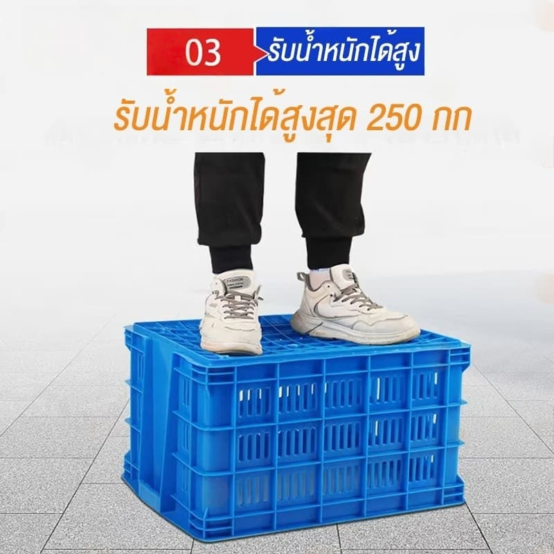 FORYO กล่องเก็บของ ลังพลาสติกโปร่ง ตะกร้าพัสดุ  รับน้ำหนัก 200KG  เกรดอุตสาหกรรม แข็งแรงมาก 86cm - รูปที่ 3