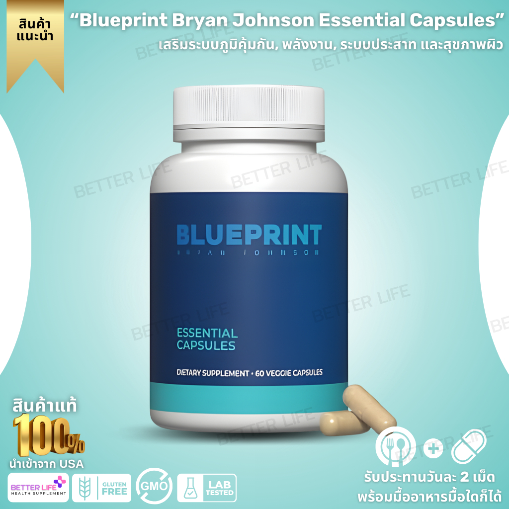 Blueprint Bryan Johnson Essential Capsules – Daily Multivitamin & Minerals (30 Servings) (No.4017)