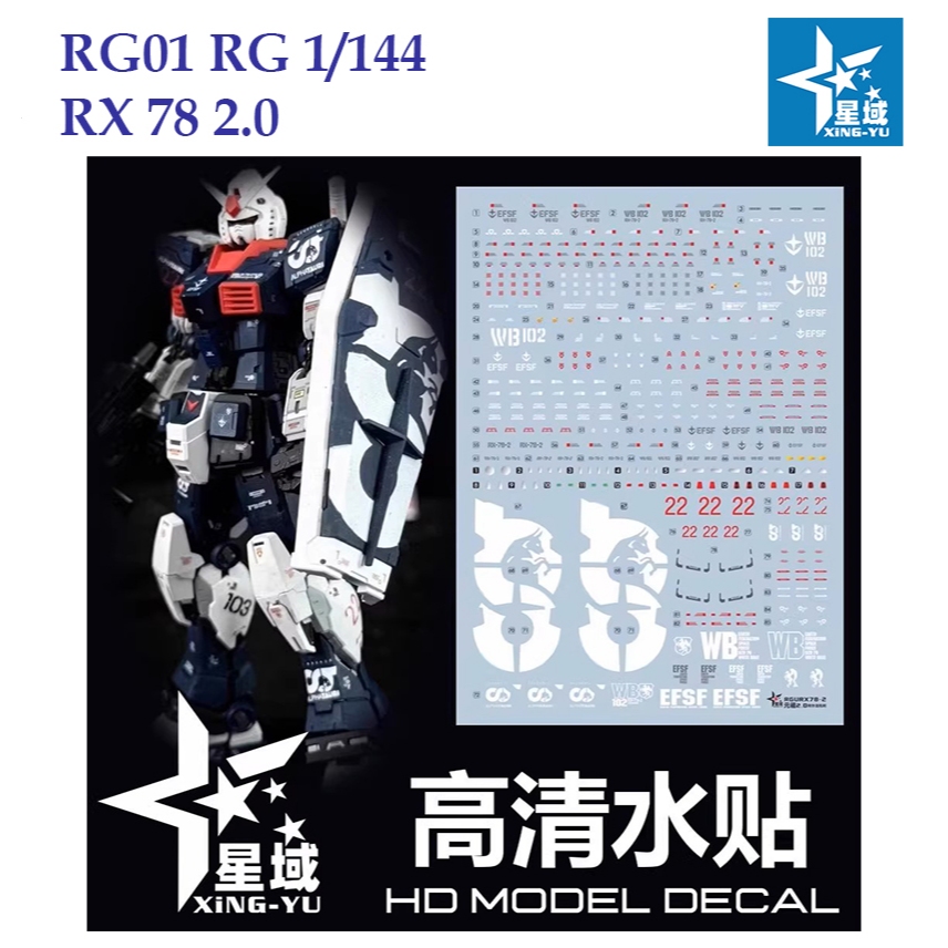 ดีคอลน้ำ [XING-YU] RG 01 RX 78 2.0 GUNDAM SCUDERIA ALPHA TAURI DESIGN RG 1/144 WATER DECAL [FLUORESC