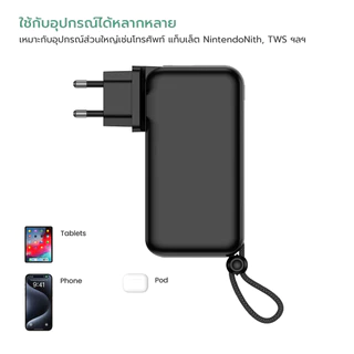 ACMIC (มี CCC) รุ่น APC10-08PD Powerbank 10000mAh 3in1 ชาร์จเร็ว PD20W มีสายชาร์จและขาปลั๊กในตัว