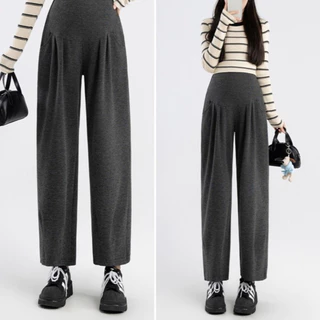 MACHIKO | L23 กางเกงขายาวคนท้อง ยูเมะ ผ้าเฟรน ยืดหยุ่น มีสายปรับขนาดเอว ใส่สบาย ใส่ได้ยันหลังคลอด