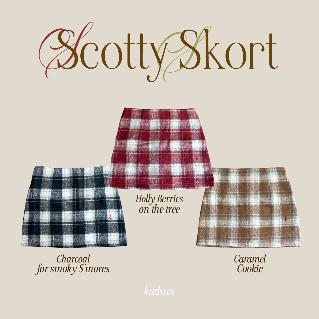 Kudsun Official - Scotty Skort กระโปรง (มีผ้าซับในกางเกง)