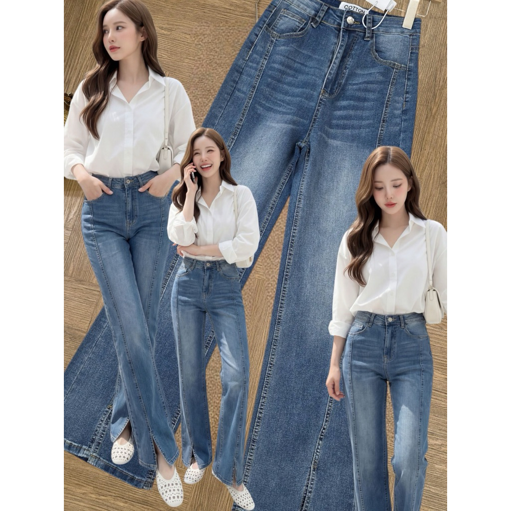Premium korea🇰🇷100%  New Ome' korea jeans #241  Tag#cottoncandy  กางเกงยีนส์ผ้ายืดรุ่นนี้ บอกเลยใส่สบายมากๆคร่าาา