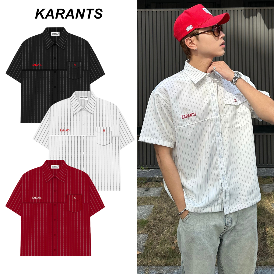 (คอลเลกชันตรุษจีน 2026) Karants เสื้อเชิ้ต Boxy ตรุษจีน ลายม้า กระเป๋าทรงกล่อง– KR303 รายละเอียดปักค