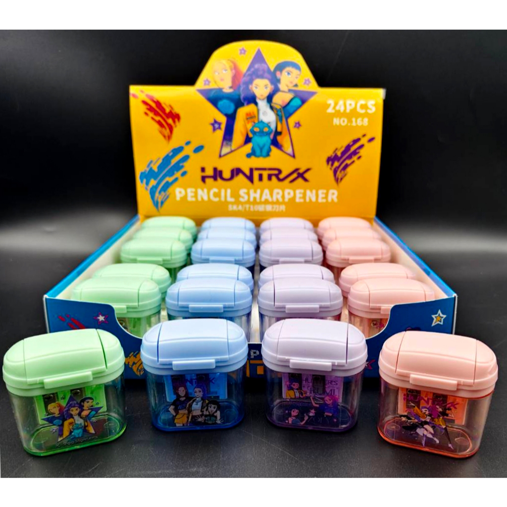 🔥แพ็ค 24 ชิ้น (168) K-POP🔥กบเหลาดินสอ 2 รู ที่เหลาดินสอคละสี แบบมือหมุน เหลาง่าย เครื่องเขียน โรงเรี