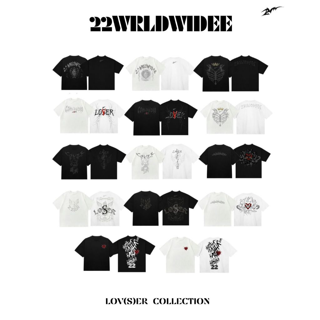 (🔥จัดส่งด่วน 1-3 วัน!) 22wrldwidee รวมเสื้อยืดครอปทรง Boxy LOV(S)ER ลายสกรีนแน่นๆ (AD133-AD139)