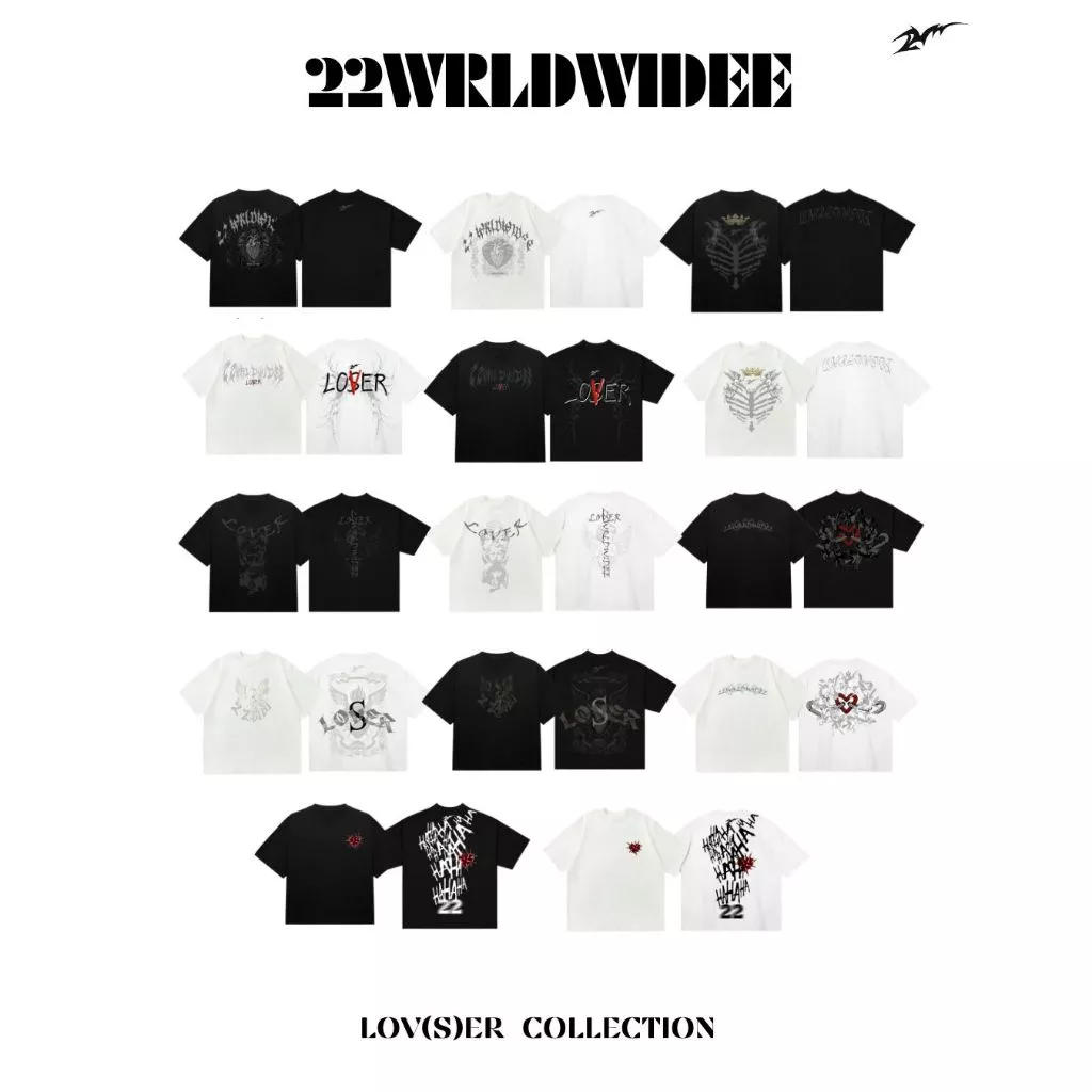 (🔥จัดส่งด่วน 1-3 วัน!) 22wrldwidee รวมเสื้อยืดครอปทรง Boxy LOV(S)ER ลายสกรีนแน่นๆ (AD133-AD139)