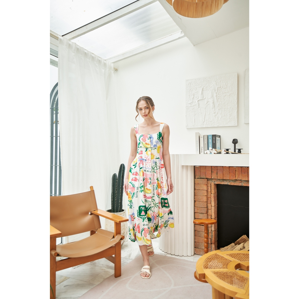 TANGO TANGERINE - DOLITA DRESS เดรสสายเดี่ยวลายผลไม้สีสดใส