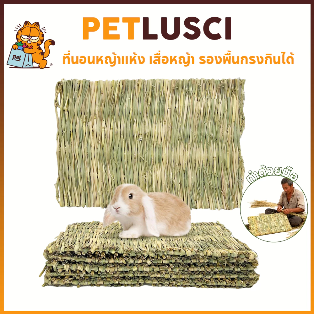 PETLUSCI ที่นอนหญ้าแห้ง เสื่อหญ้า สำหรับกระต่าย หนูตะเภา