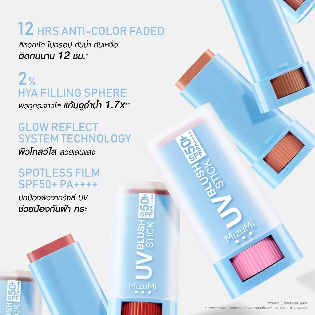 MizuMi UV Blush Stick SPF50+ PA++++ บลัชกันแดด แก้มกระจก ผิวเป๊ะในปาดเดียว ติดทนนาน 12 ชม. thumbnail 6
