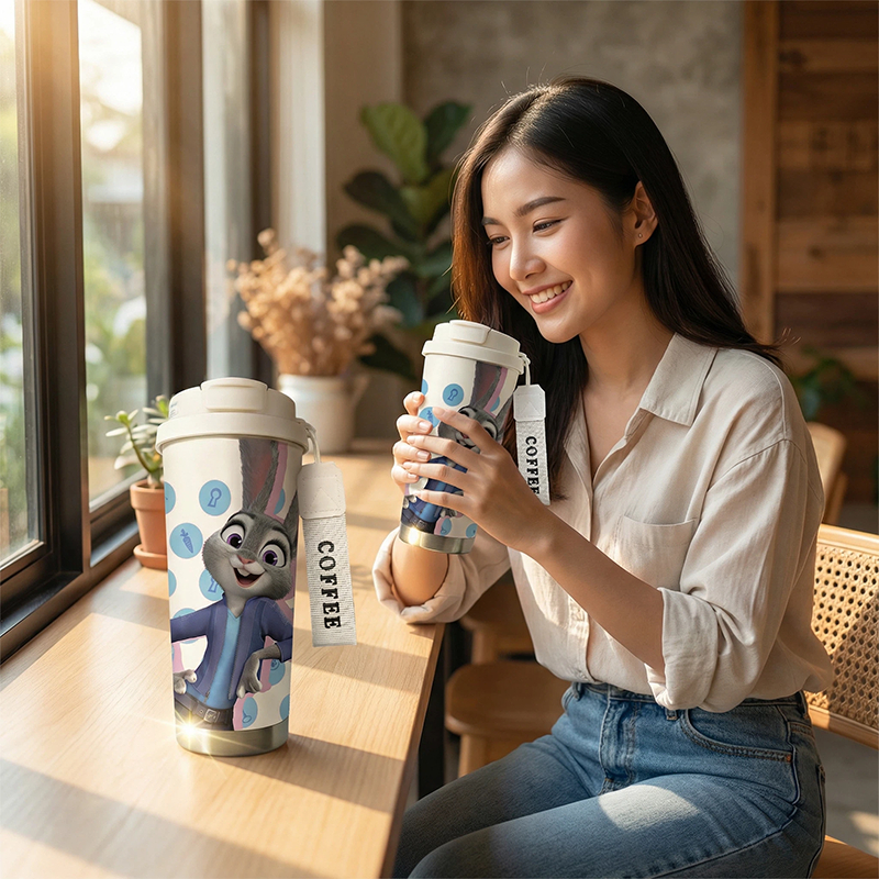 แก้วเก็บความเย็น ลายการ์ตูนน่ารักๆ นิกกับจูดี้ การ์ตูนZootopiaยอดฮิตในช่วงนี้ แก้วน้ำสแตนเลส 316 เก็บความเย็นได้นาน พกพา - รูปที่ 5