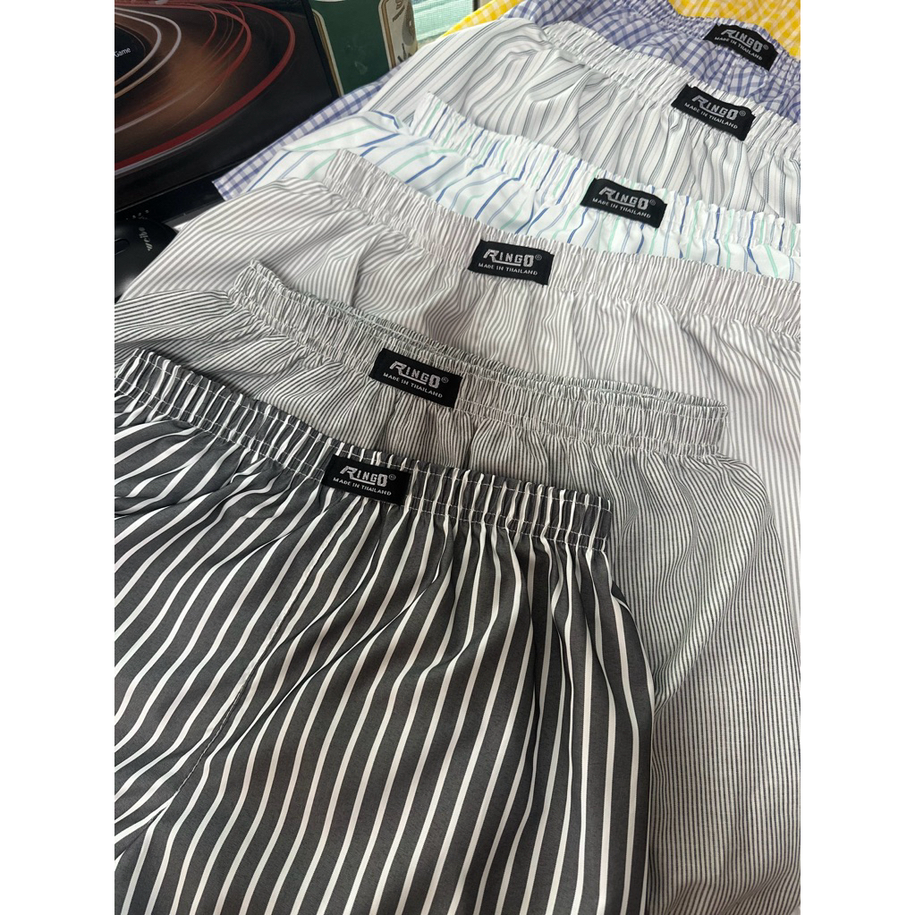 กางเกงบ๊อกเซอร์ผ้า Ringo boxer ผ้าเชิ้ต ทรงขาตรง ลายริ่ว ลายสก๊อต สีพื้น คละสี คละลาย