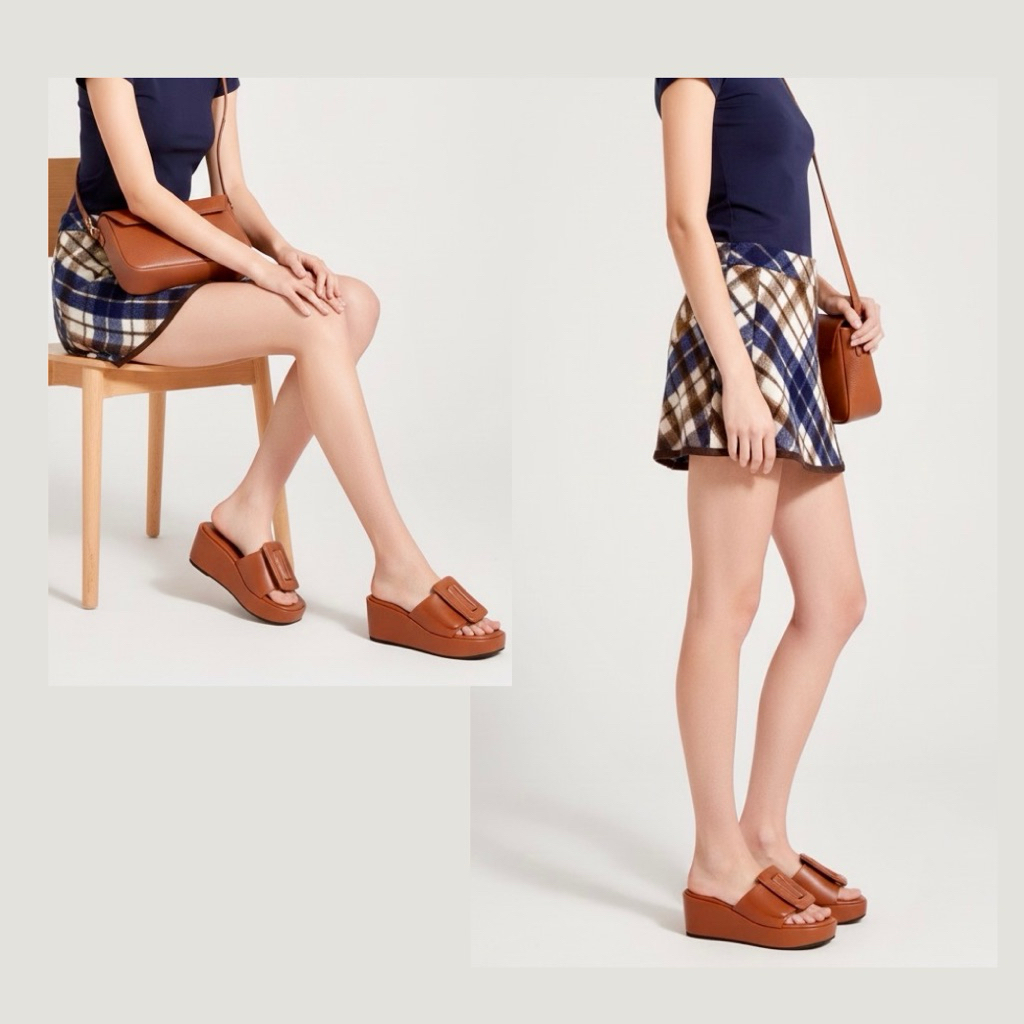 ใหม่รุ่น Cotton (หนัง)Size 34-42 รองเท้าส้นตึกหัวเข็มขัด JUDII LES SHU