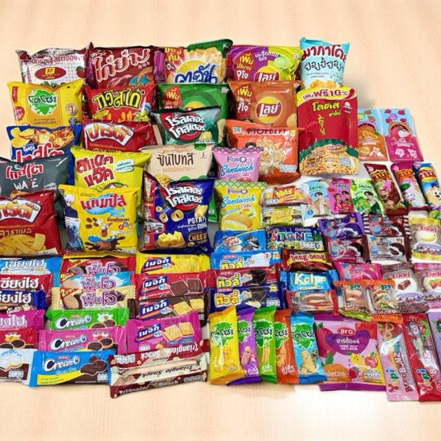 เซ็ตขนมรวม สุ่มขนม 90ชิ้น (ชิ้นใหญ่ 30ชิ้น)+(ชิ้นเล็ก 60ชิ้น)