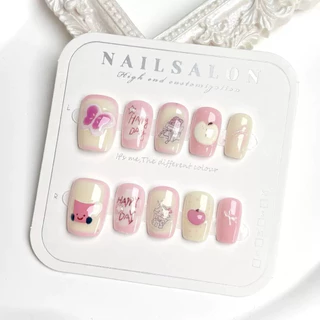 เล็บปลอมpvc ยาวกลาง ทรงเหลี่ยม แยกเบอร์ สีขุ่น/สีใส 1 ถุง 50 ชิ้น