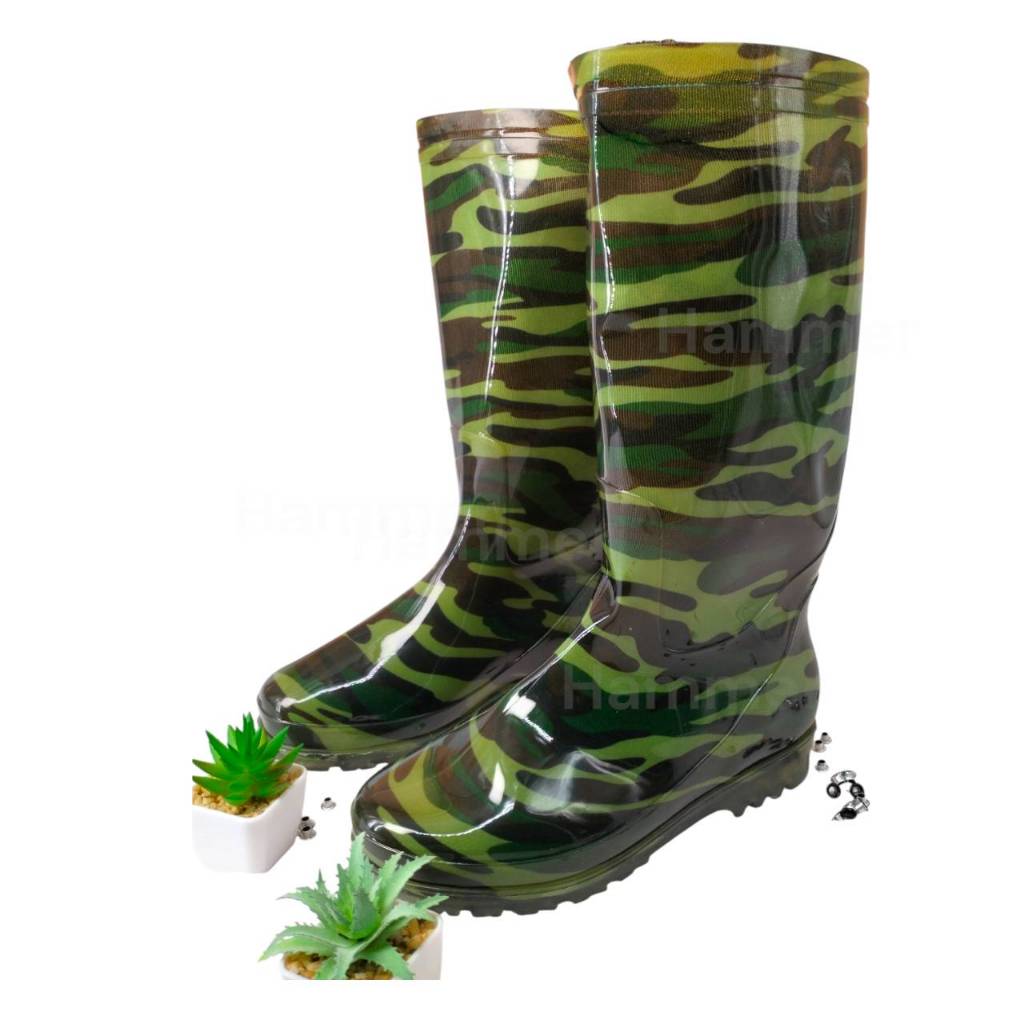 รองเท้าบูท ลายพราง เขียว 907