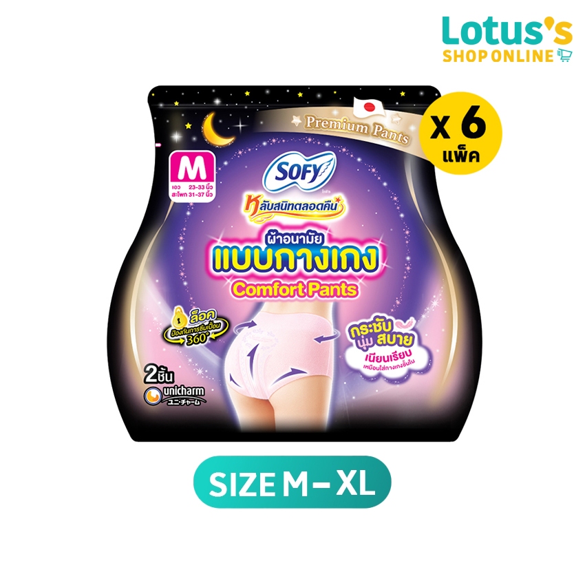 [ทั้งหมด 6 แพ็ค] โซฟี ผ้าอนามัย แบบกางเกง ไซส์ M-XL (แพ็ค 2 ชิ้น) SOFY SANITARY NAPKINS PANTS SIZE M-XL (PACK 2 PCS.)