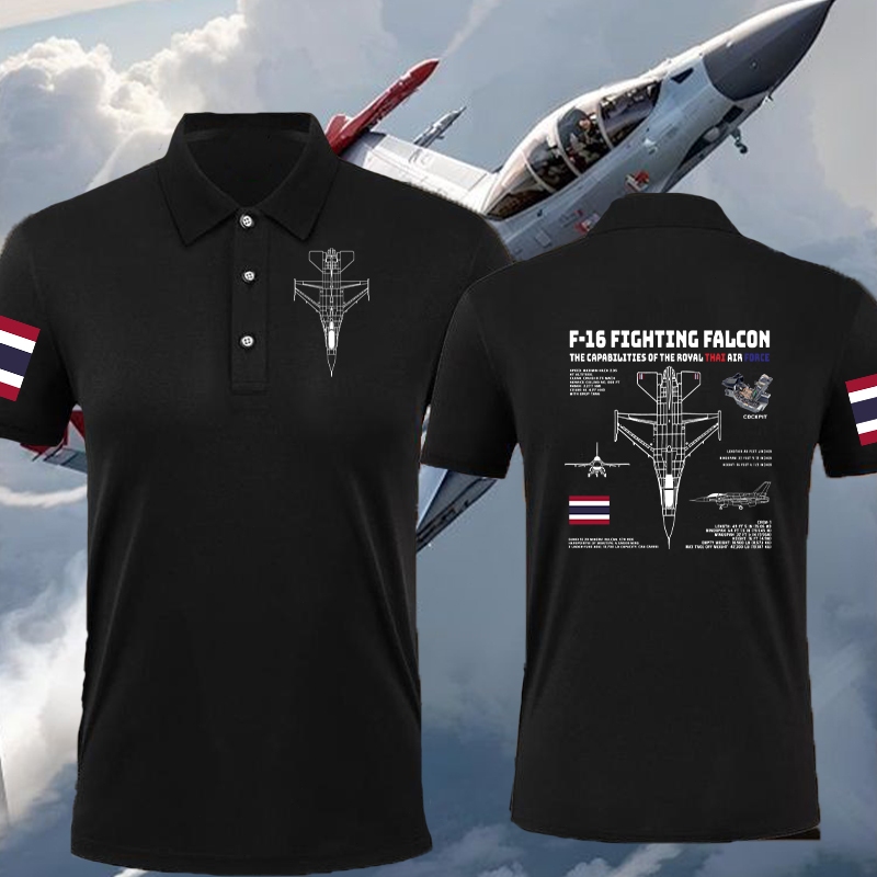 New เสื้อโปโล F-16printed ผ้าCotton polo shirt ผ้าCotton เสื้อโปโล ความสะดวกสบายในการสวมใส่ S-3XL