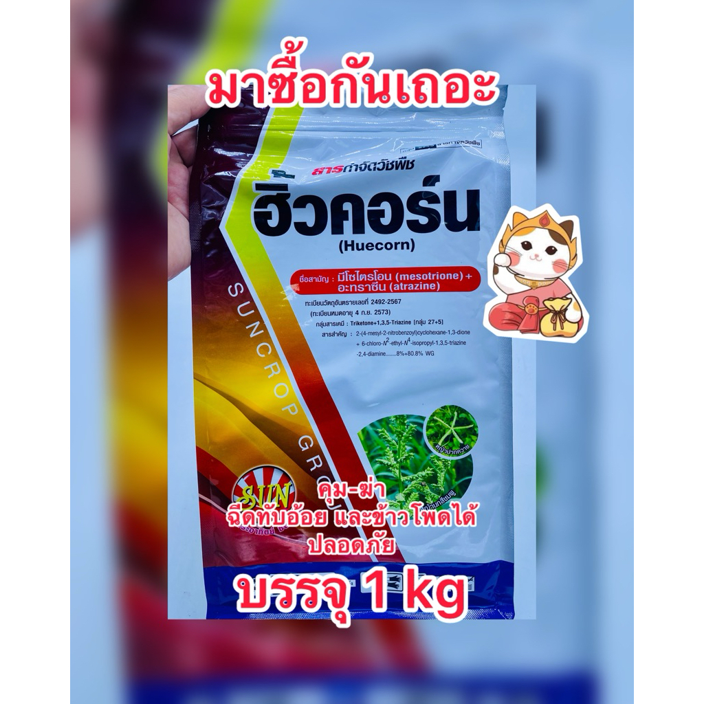 มีโซไตรโอน+อาทราซีน 8%+80%WG มีนิดเกล็ด คุม-ฆ่า วัชพืชในไร่อ้อย ข้าวโพด พ่นทับได้ (ฮิ้วคอร์น) บ.ซันคร็อพ บรรจุ1kg/ซอง