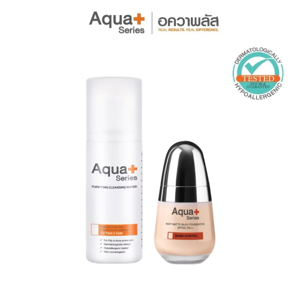 AquaPlus Purifying Cleansing Water 150 ml. & Soft Matte Silky Foundation SPF25/PA++ 30 ml.
