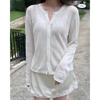 villie Lapin Cardigan เสื้อคาร์ดิแกนผ้าถักลายกระต่ายในสวนดอกไม้