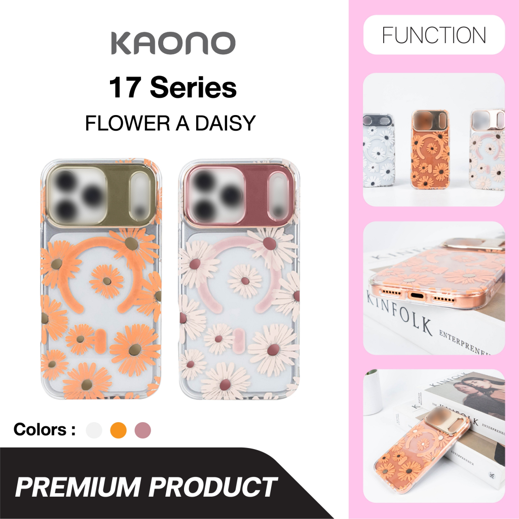 kaono รุ่น for17,Air,17P,17PM เคสใสลายดอกไม้ ชาร์จได้ เคสMag Flower Series A Daisy