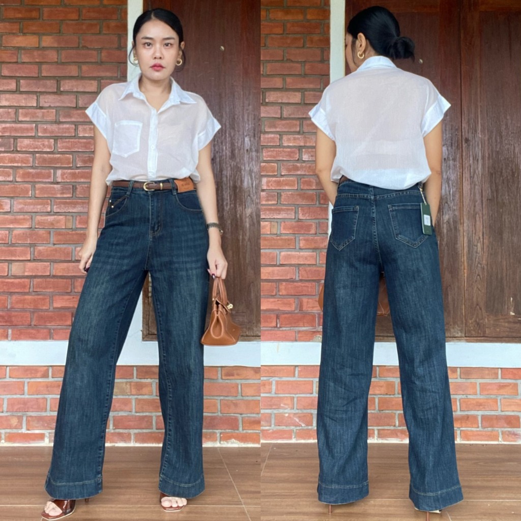 กางเกงยีนส์ขากระบอกซิปกระดุมผ้ายืด เอว26-40 (1822) - รูปที่ 3