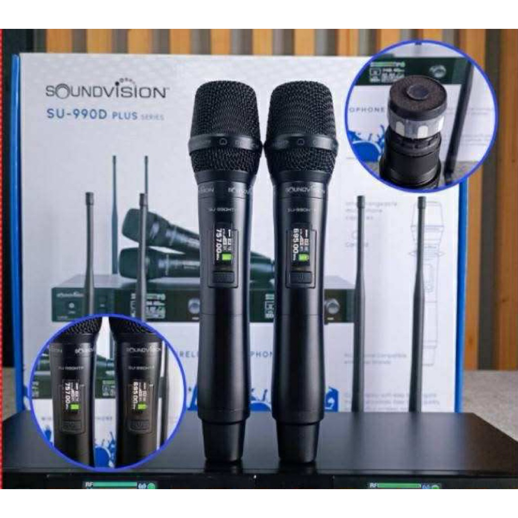 Wireless Microphone Soundvision SU-990D/HTP Plus มือถือ 2 ตัว 4 เสา UHF SU-990D Plus ไมค์ลอย ไมค์ไร้
