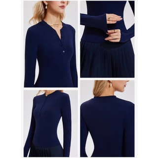 Cosleaf Henley Shirt เสื้อยืดแขนยาวติดกระดุมเหมาะสำหรับออกกำลังกายและใส่ทุกวัน พร้อมส่ง