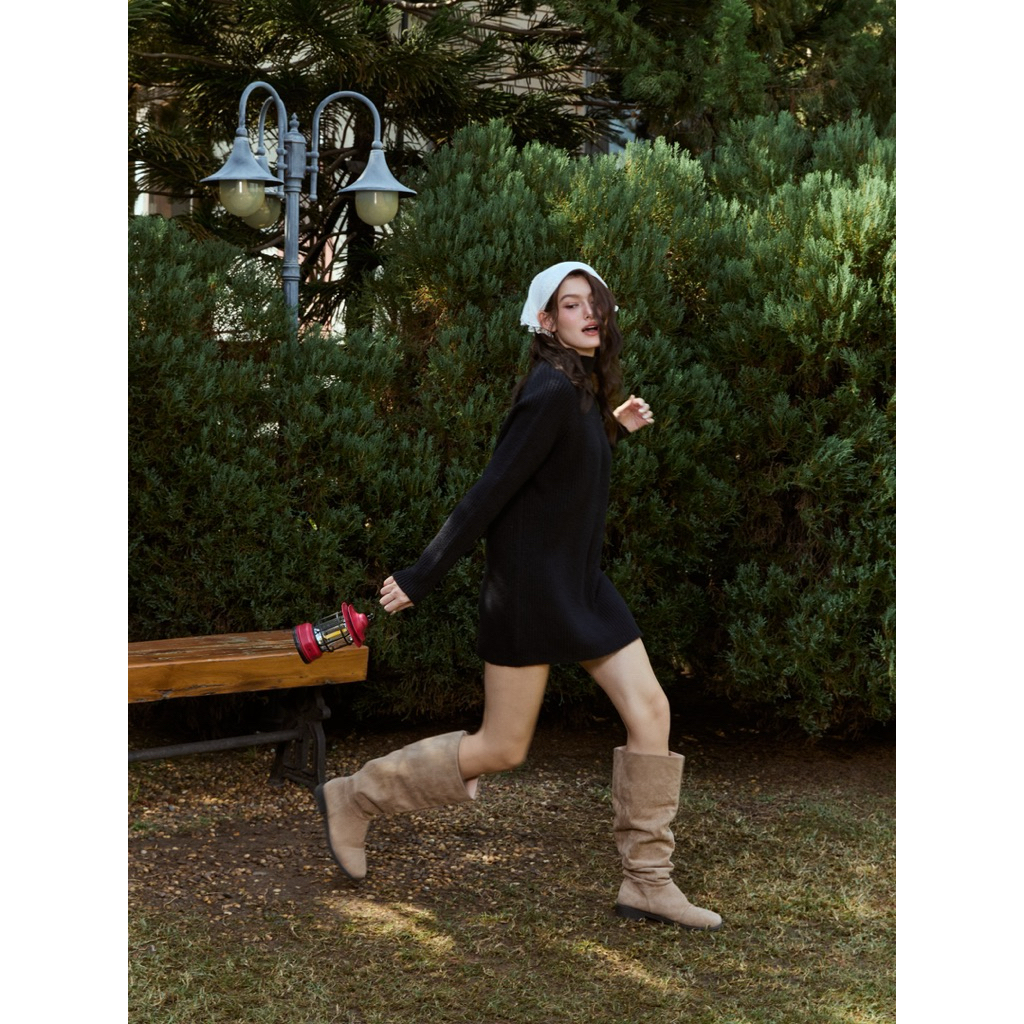 [umore.made] 🎀 Almond wool knit dress เดรสไหมพรมสั้น คอปีน ทอหนา ผ้านุ่ม อุ่นไม่คัน ทรงสวย - รูปที่ 2