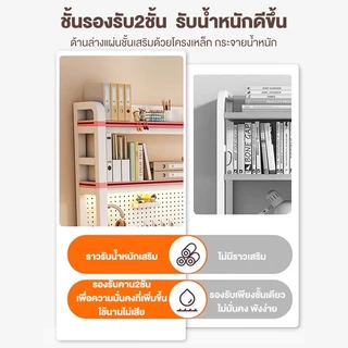 ALOVE โต๊ะคอม สไตล์ INS โต๊ะเขียนหนังสือชั้นวางในตัว ขาโต๊ะทรง K แข็งแรงทนทาน ดีไซน์แผ่นเจาะรูแบบขยายกว้างและยาว