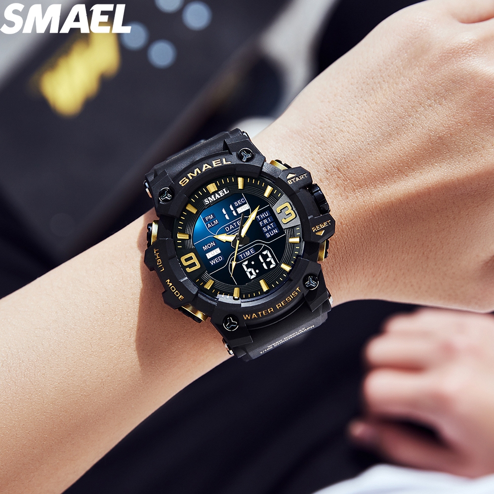 SMAEL 8049 สไตล์ยุทธวิธี, เกียร์ฮาร์ดคอร์! เกรดทหารกันน้ำและกันกระแทก, โซนเวลาคู่ LED Backlight ช่วยให้คุณควบคุมสภาพแวดล - รูปที่ 7